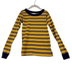 Hanna Andersson Pullover Shirt Boy's Size 8 Yellow Gray Stripe Organic Cotton